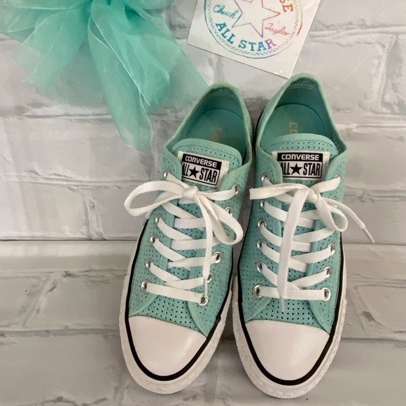 Perforated Mint Green Converse - Picture 3 of 10